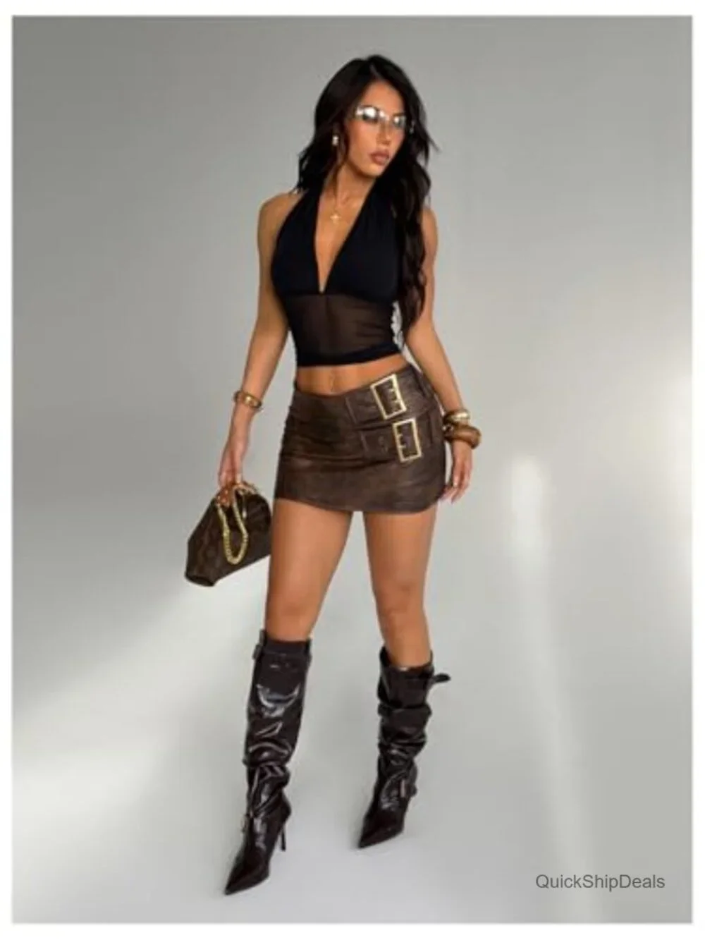 PU Leather Low Rise Pencil Mini Skirt Y2K Party Bodycon